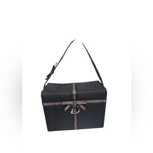 Dior Black Cosmetic/ Vanity  Bag with Silver Accents. With COA